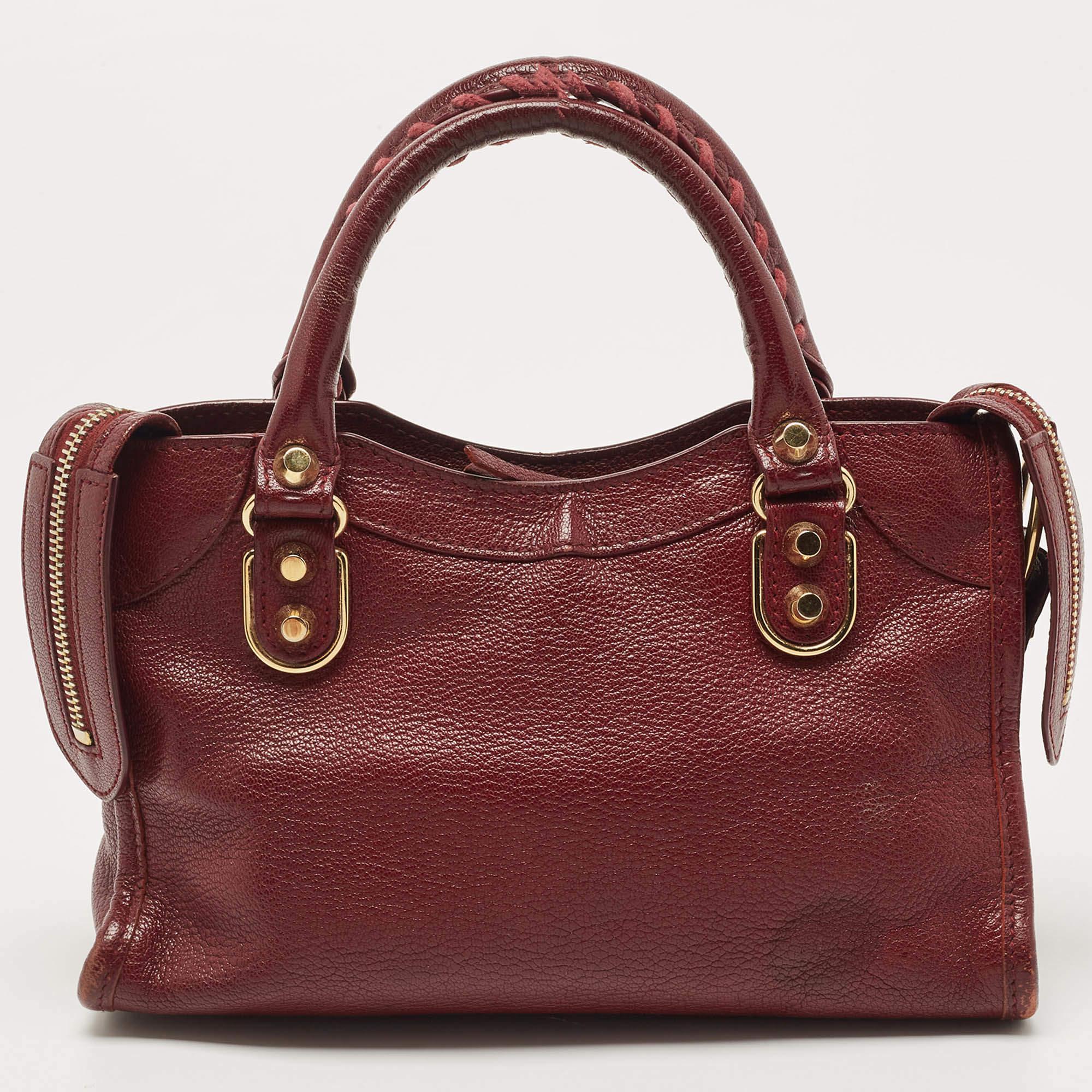 Women's Balenciaga Red Leather Mini Classic Metallic Edge City Bag