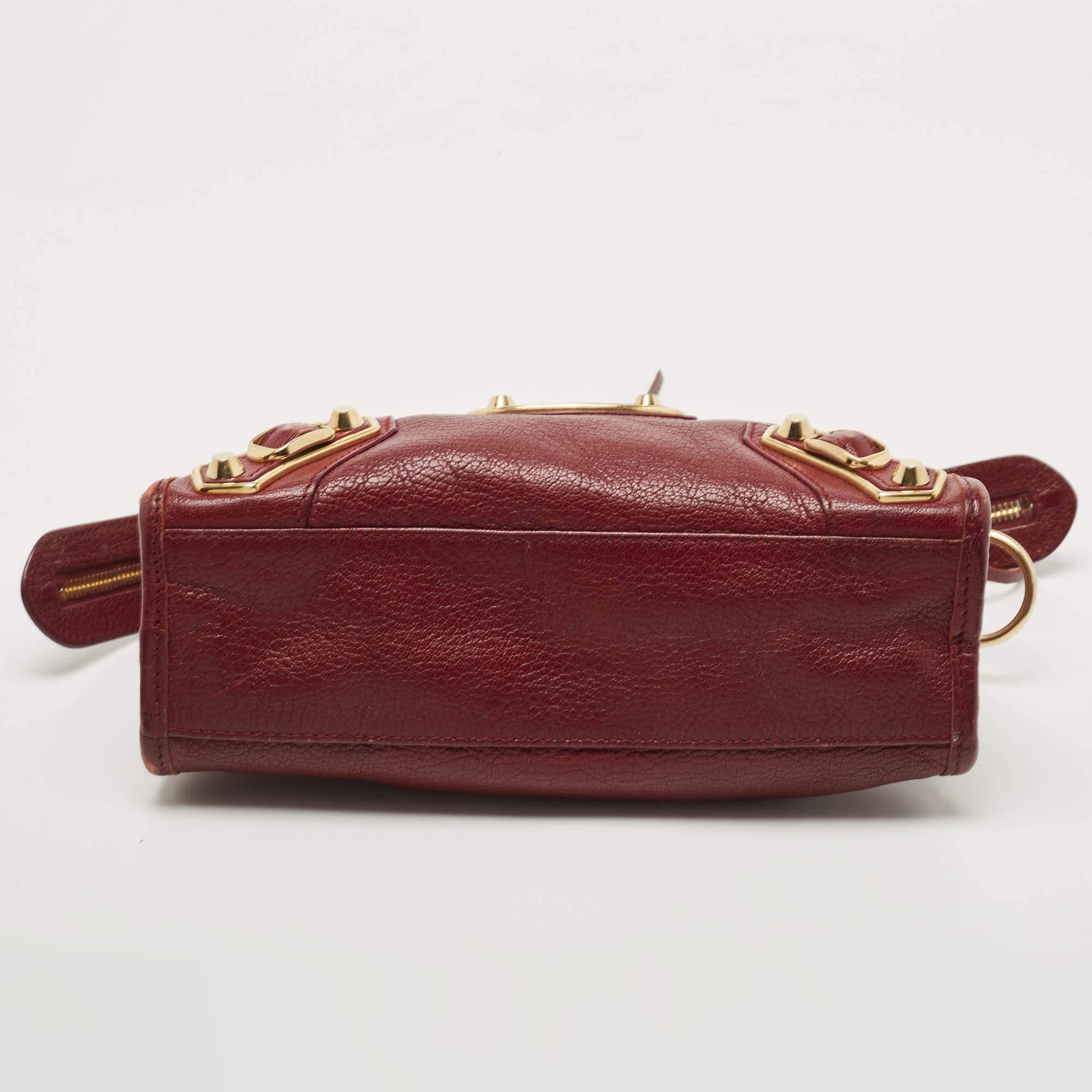 Balenciaga Red Leather Mini Classic Metallic Edge City Bag 1