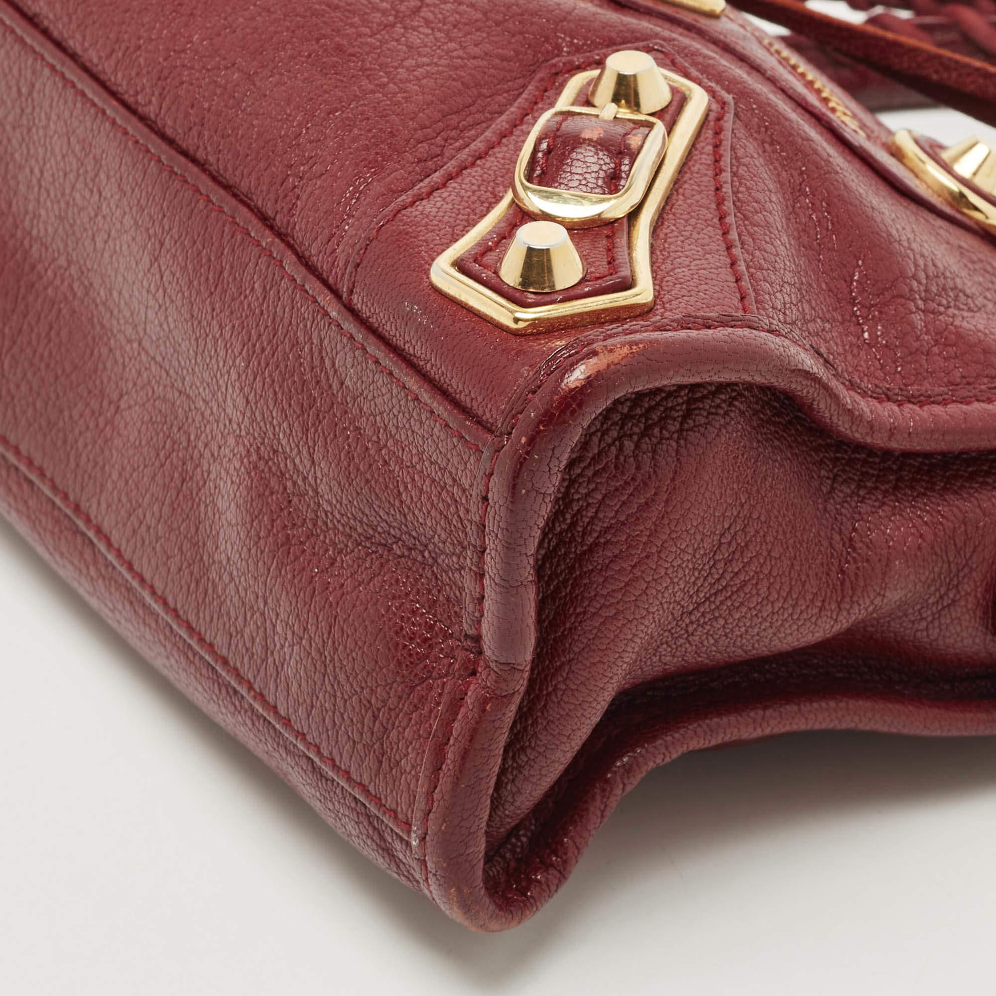 Balenciaga Red Leather Mini Classic Metallic Edge City Bag 3