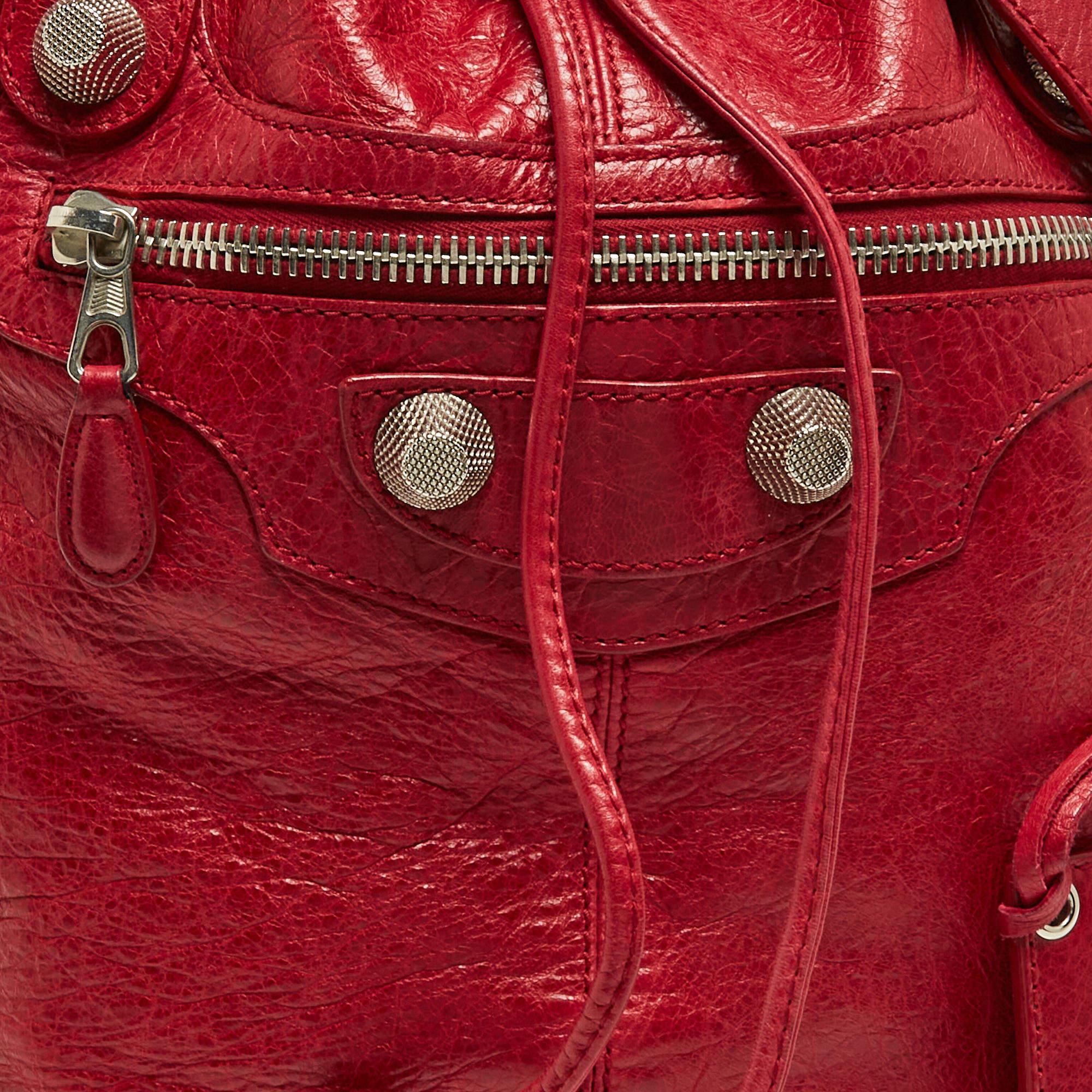 Balenciaga Red Leather Mini RGH PomPon Bag 10