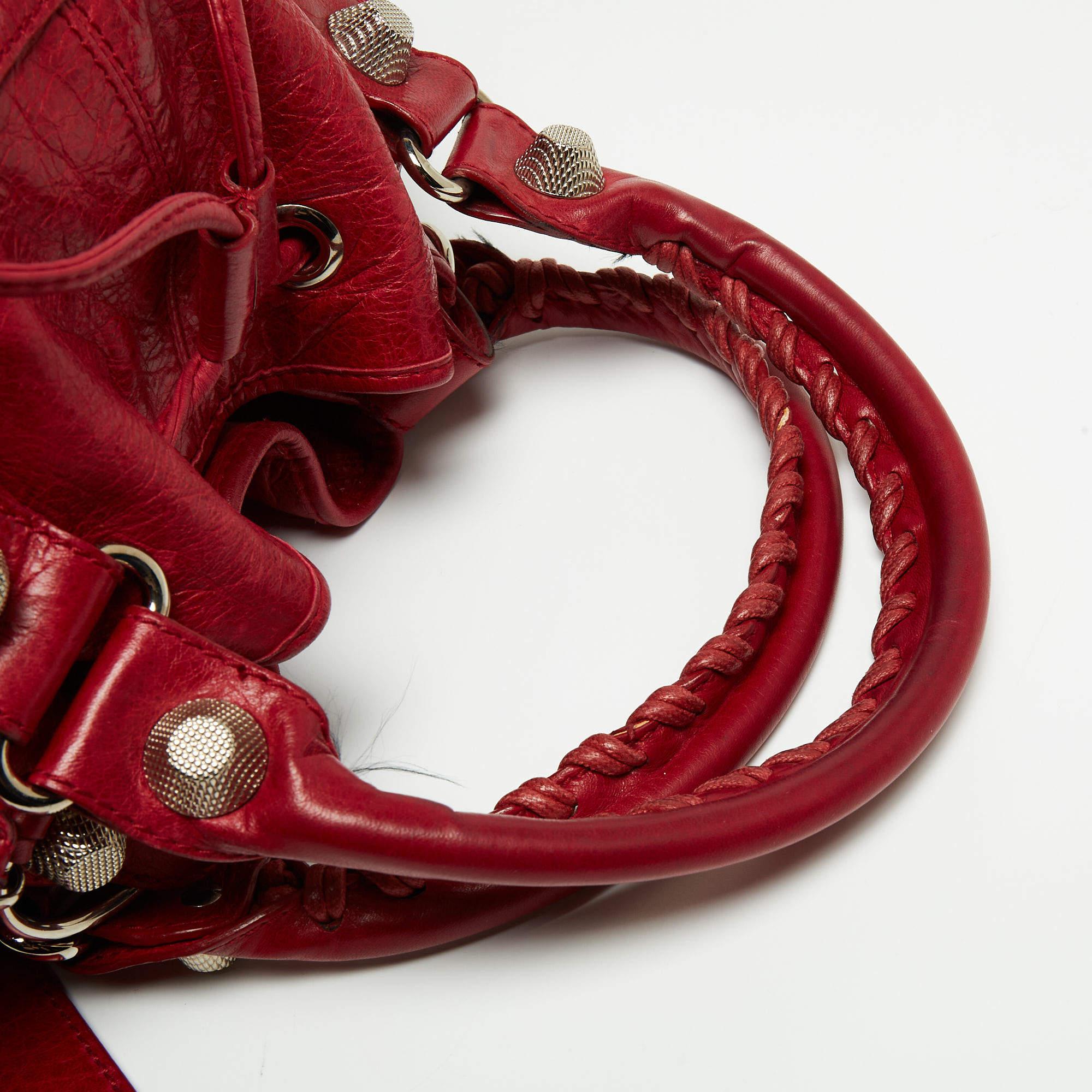 Balenciaga Red Leather Mini RGH PomPon Bag 3