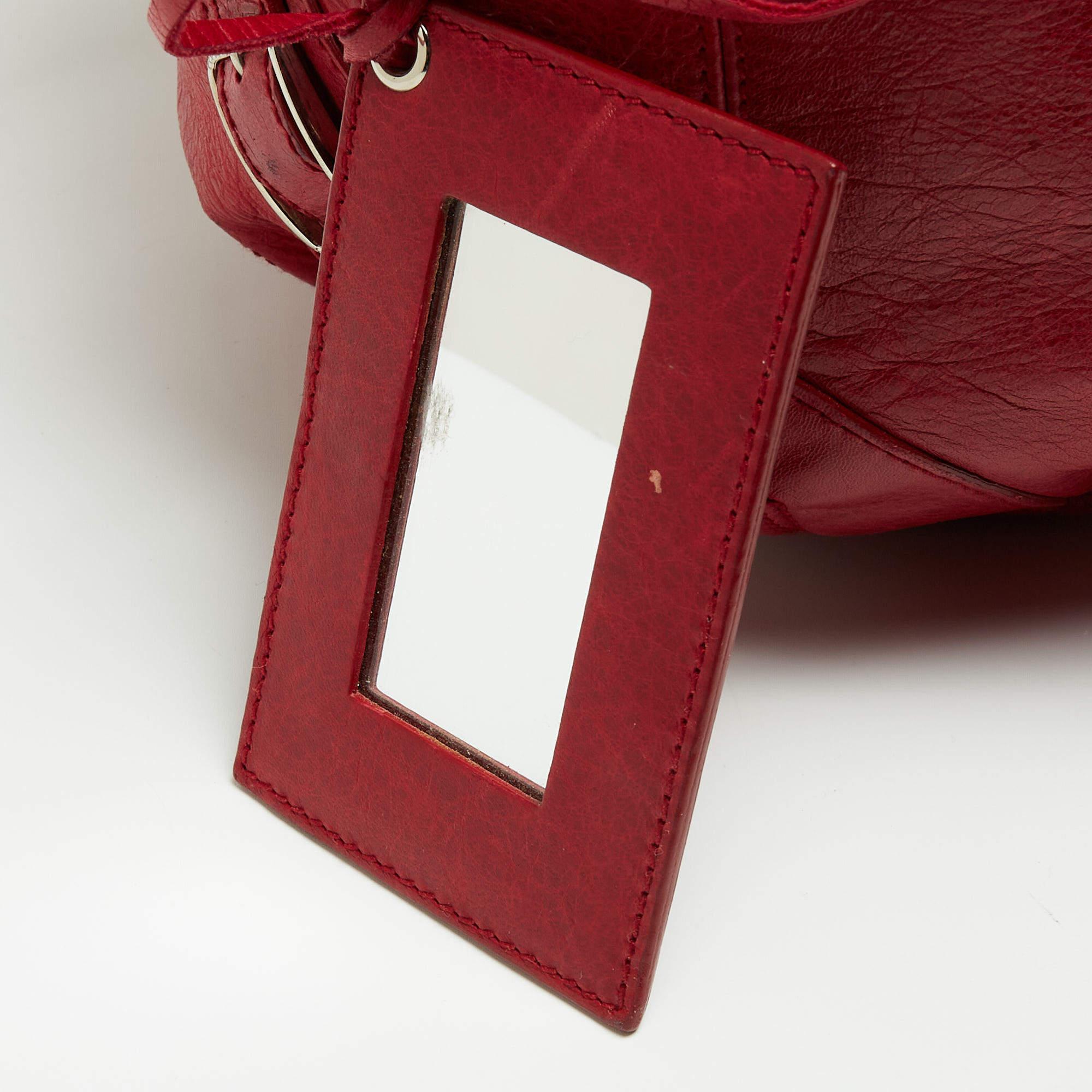 Balenciaga Red Leather Mini RGH PomPon Bag 5