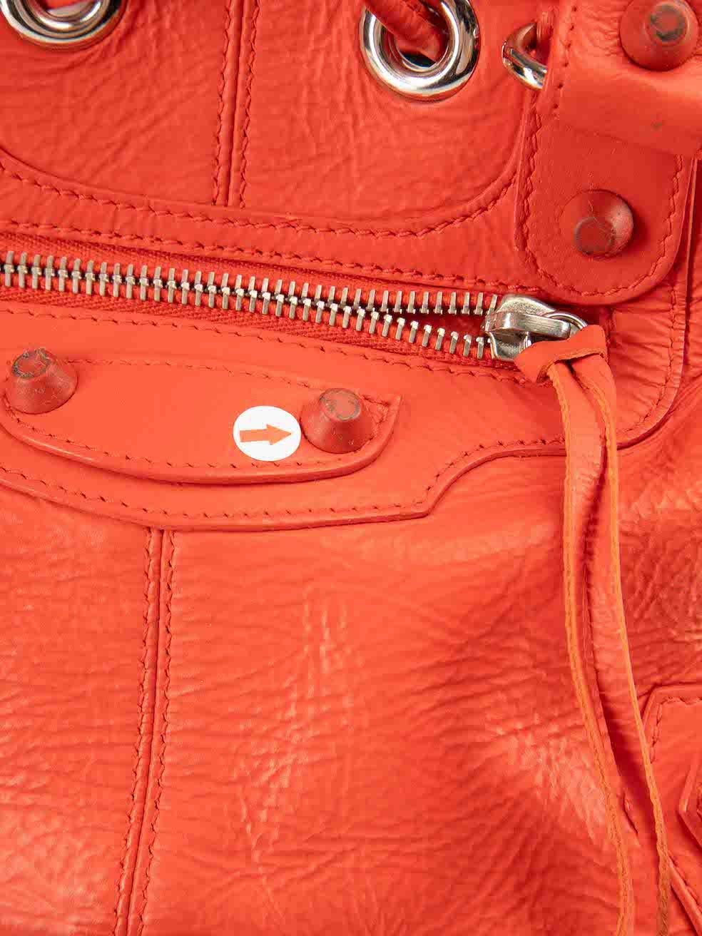 Balenciaga Red Leather Motocross Classic Mini Pompon Bag 2