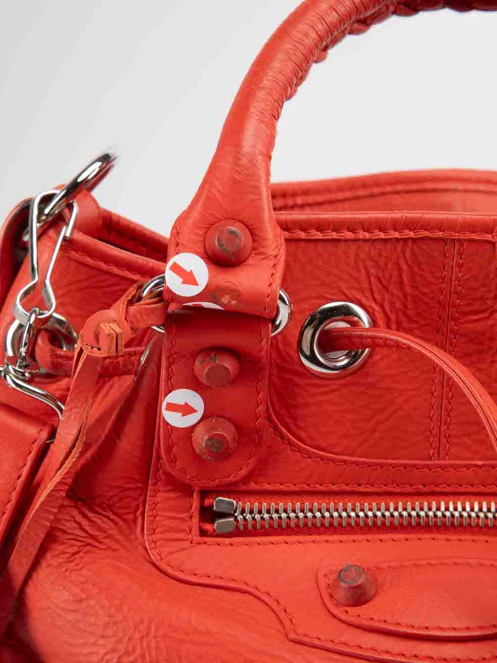 Balenciaga Red Leather Motocross Classic Mini Pompon Bag For Sale 3