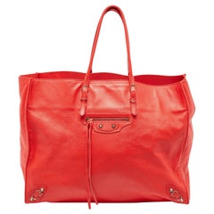 Balenciaga Red Leather Papier A4 Tote