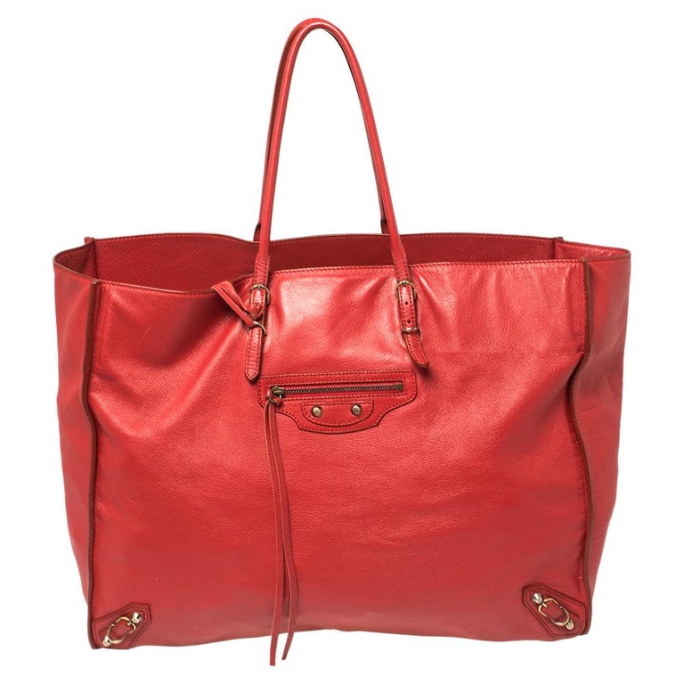 Balenciaga Red Leather Papier A4 Tote at 1stDibs