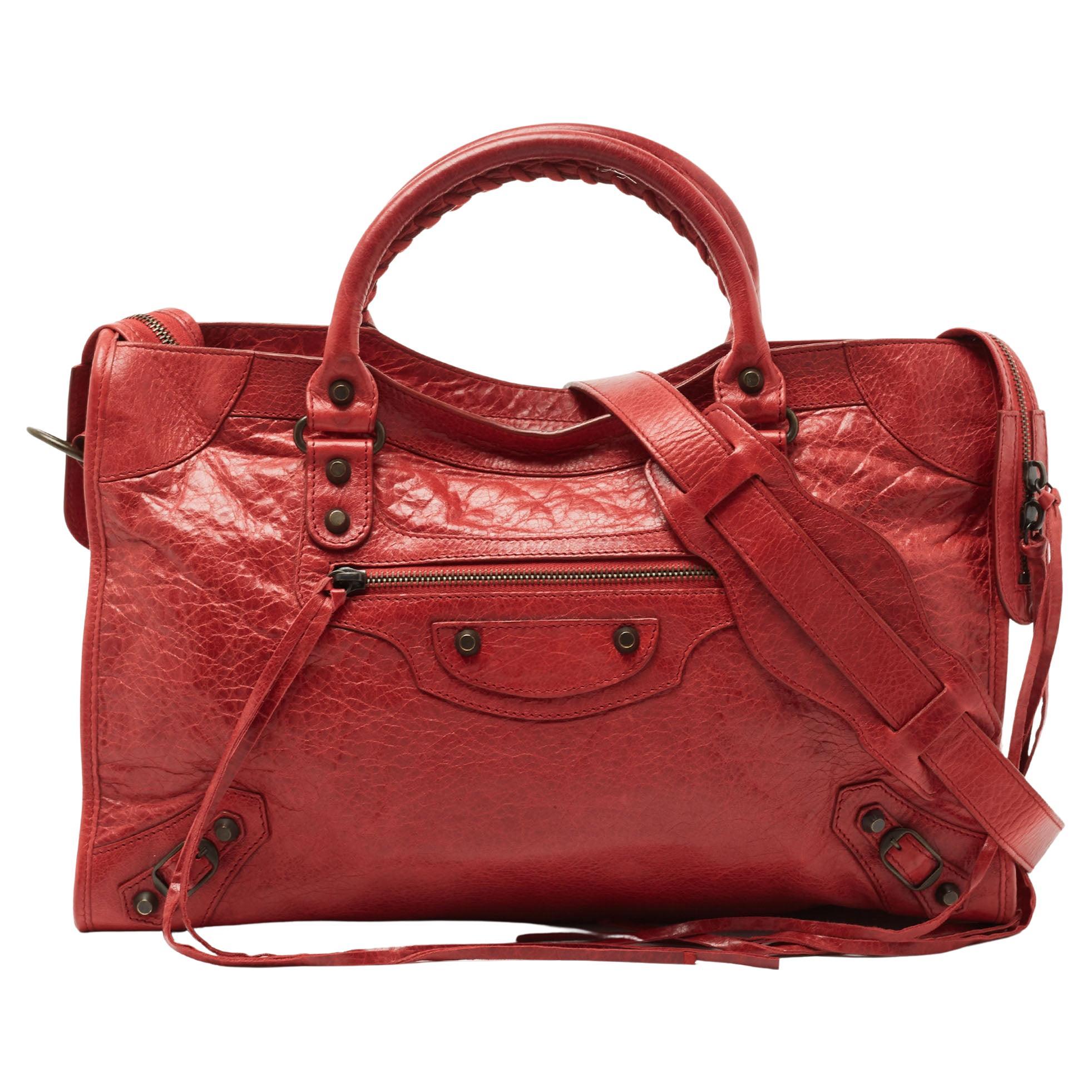 Balenciaga Red Leather RH City Tote For Sale at 1stDibs