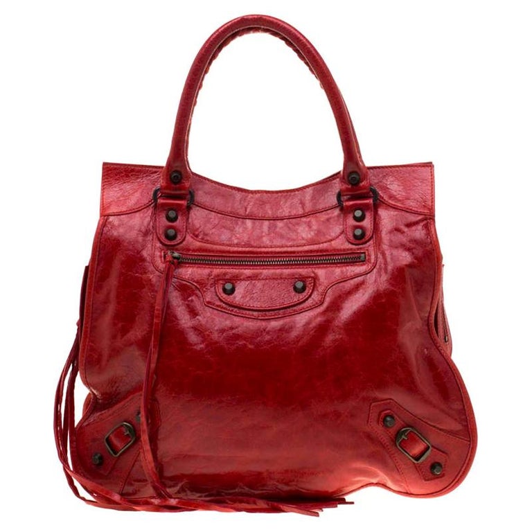 Balenciaga Red Leather RH Mid Afternoon Bag For Sale at 1stDibs