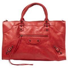 Used Balenciaga Red Leather RH Work Tote