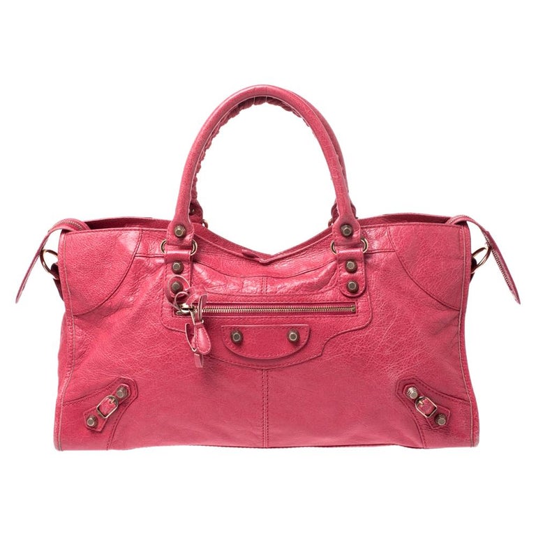 Balenciaga Red Leather Rose Gold Hardware Part Time Tote For Sale at ...