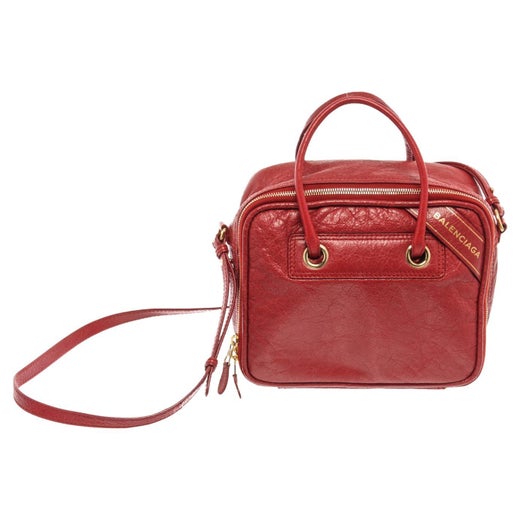 Balenciaga Red Leather Small Blanket Square Bag For Sale at 1stDibs
