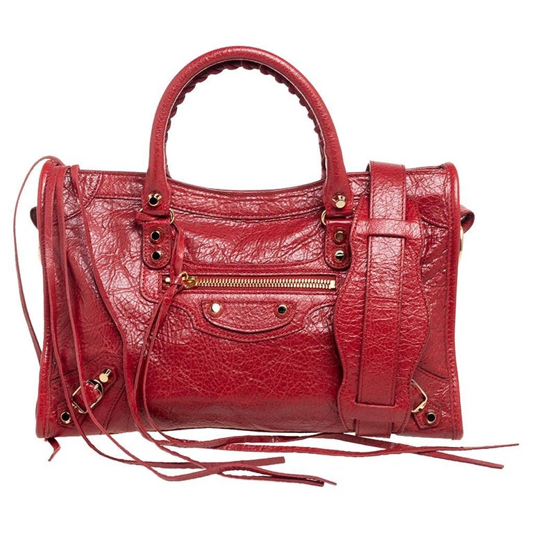 Balenciaga Leather Small Classic Bag at | balenciaga red bag, red balenciaga bag, balenciaga small classic city bag
