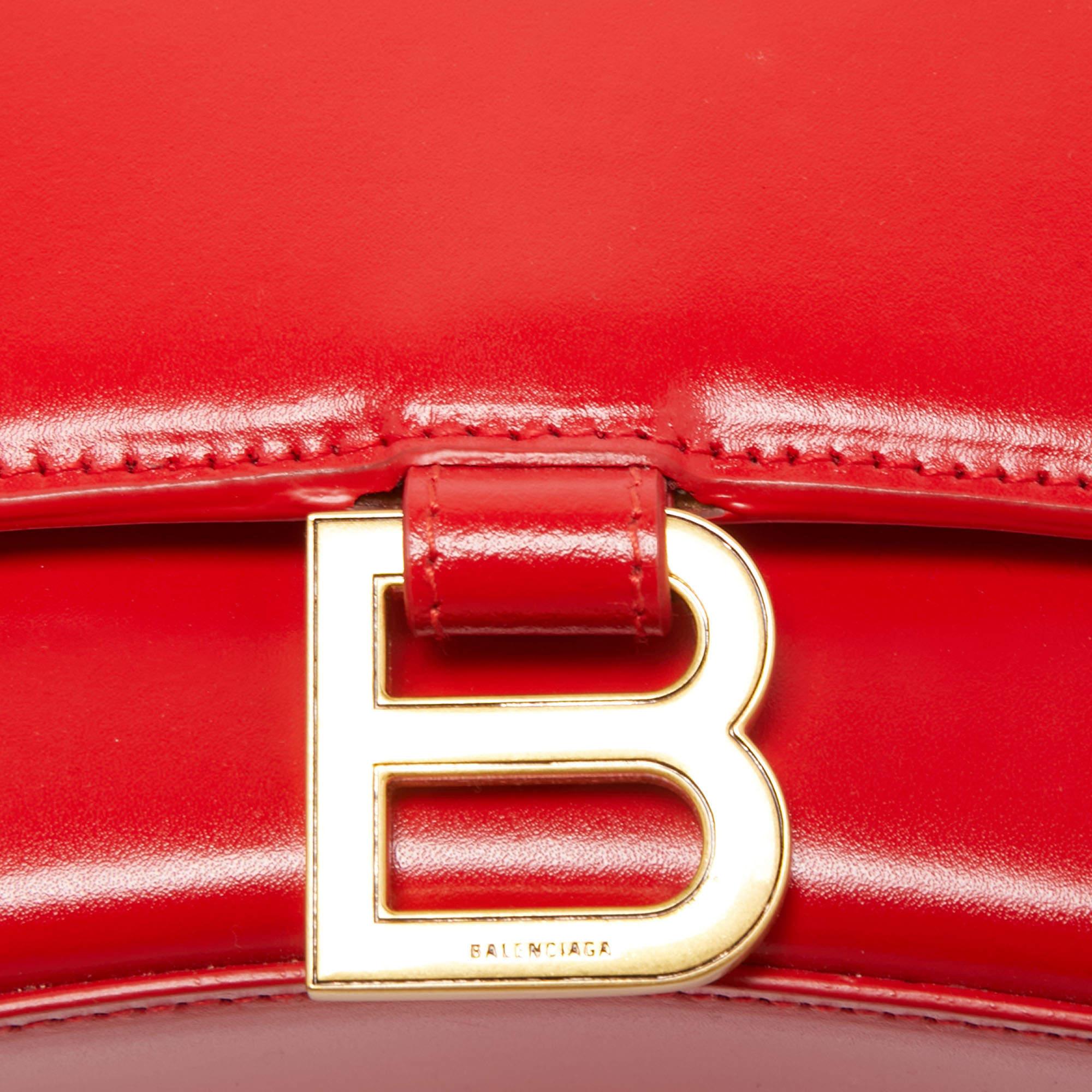 Balenciaga Red Leather Small Hourglass Box Top Handle Bag 3
