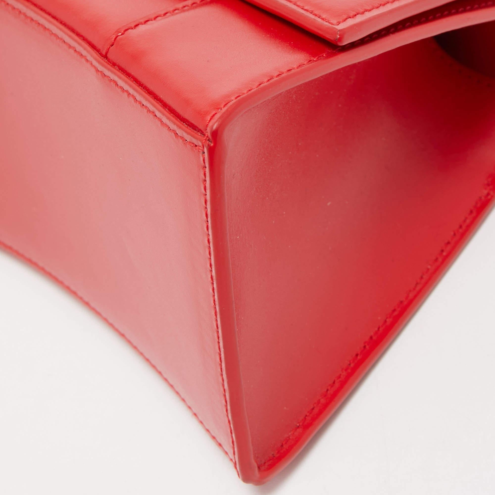Balenciaga Red Leather Small Hourglass Box Top Handle Bag 4