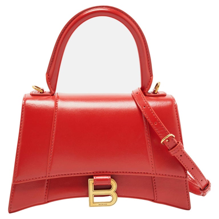Balenciaga Red Leather Small Hourglass Box Top Handle Bag For Sale at  1stDibs