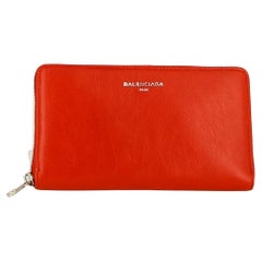 Used Balenciaga Red Leather Wallet 
