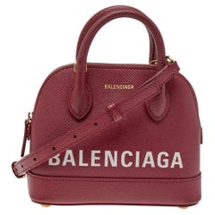 Balenciaga Red Leather XXS Ville Logo Satchel