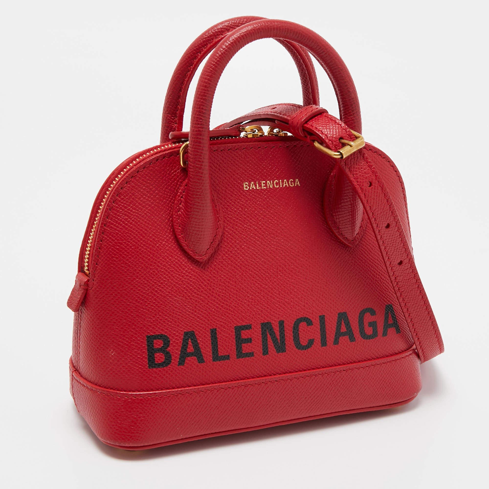 Women's Balenciaga Red Leather XXS Ville Satchel