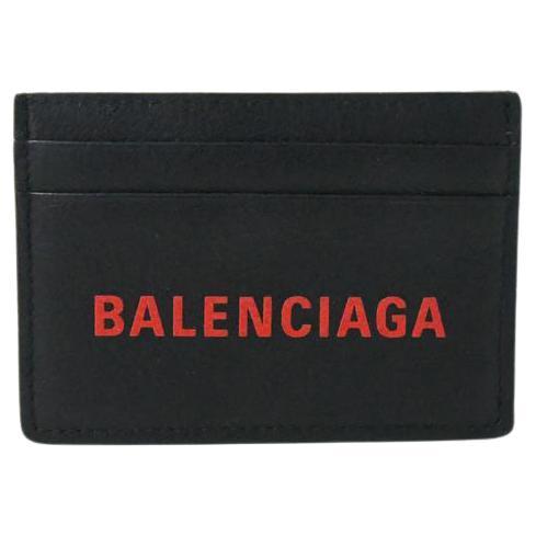 Balenciaga Red Logo Card Case Black For Sale