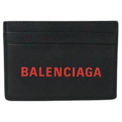 Balenciaga Red Logo Card Case Black
