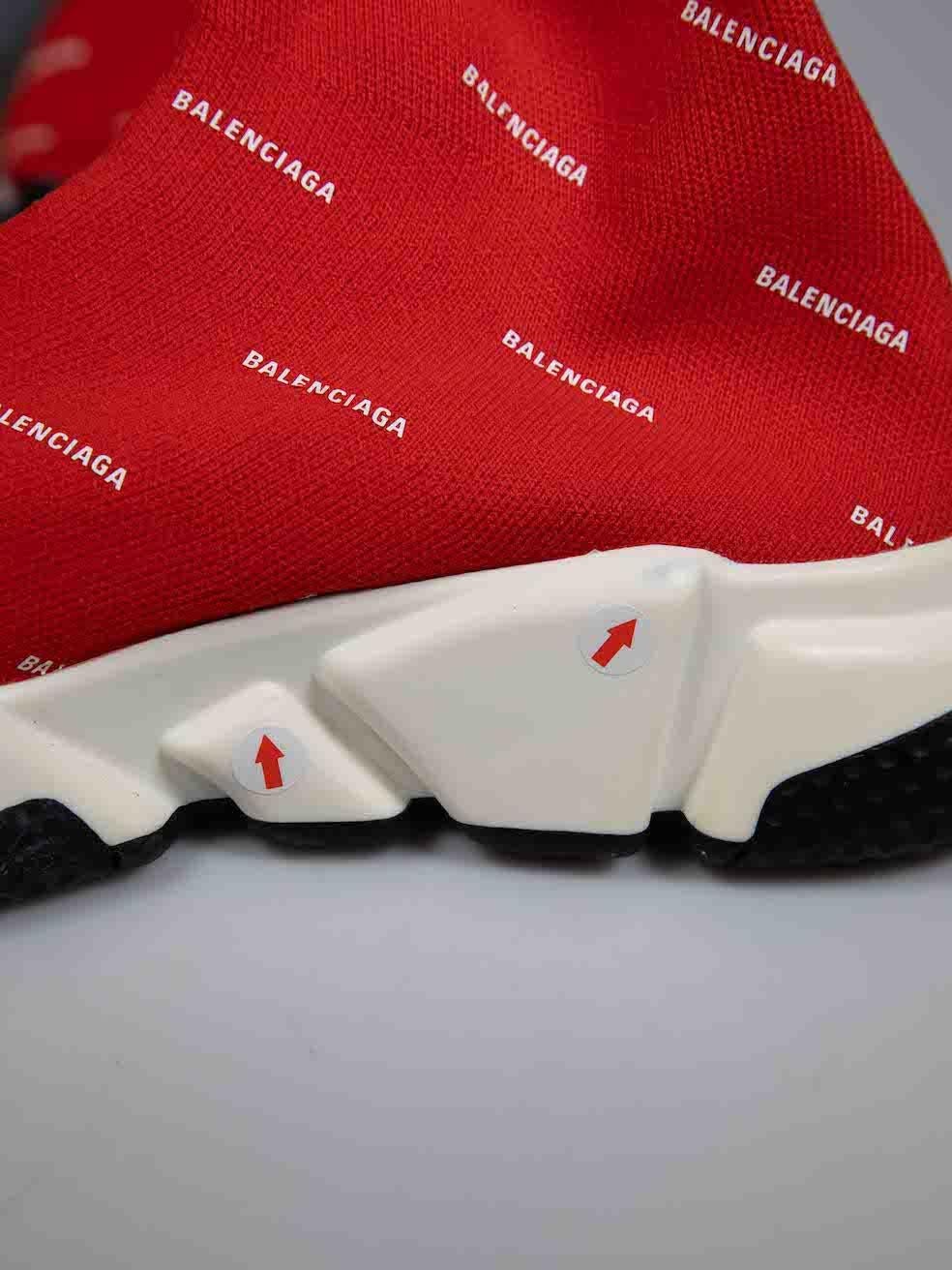Balenciaga Red Logo Monogram Speed Trainers Size IT 38 For Sale 1