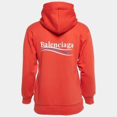 Balenciaga Red Logo Print Cotton Blend Hoodie (8 Yrs)