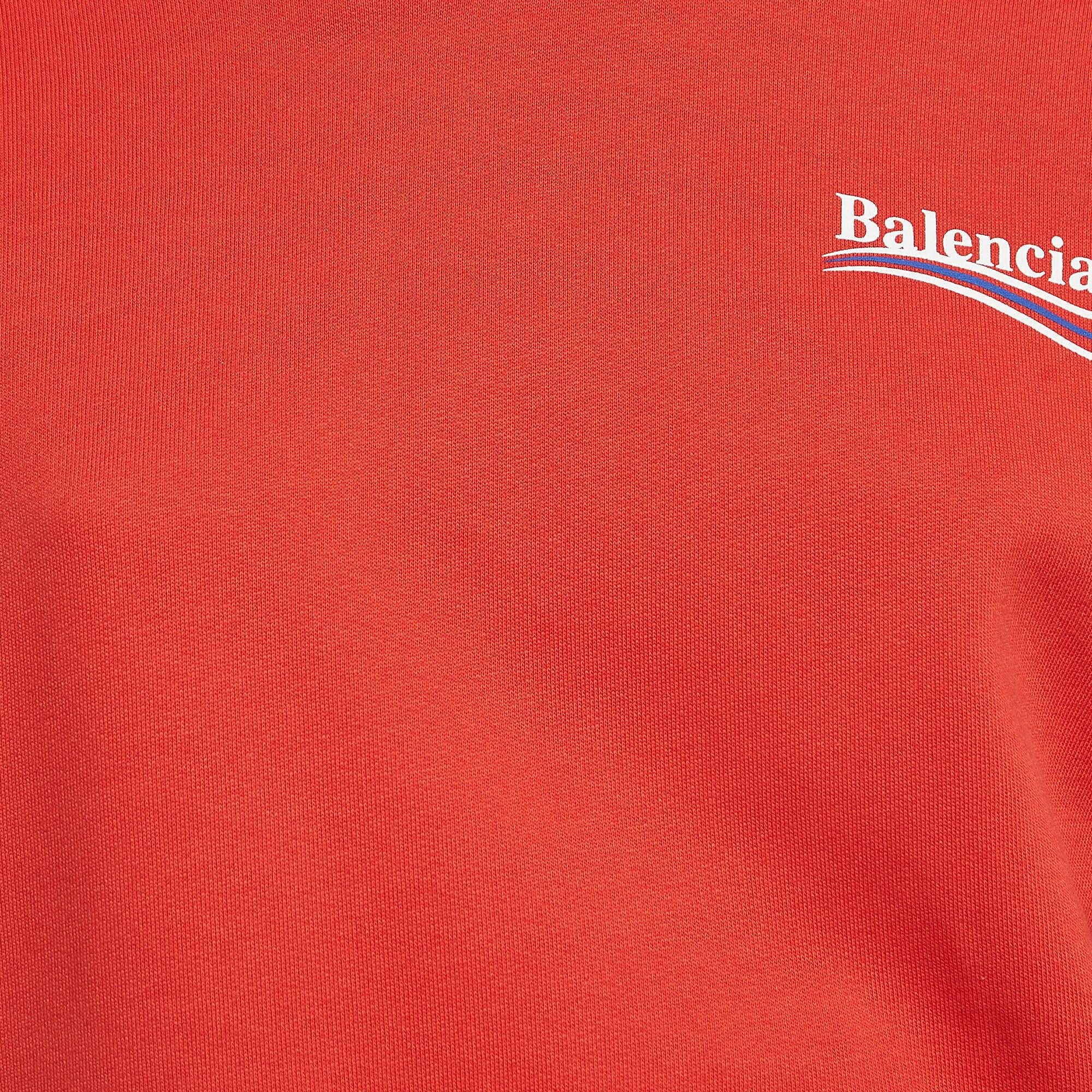 Sudadera con capucha en mezcla de algodón con logotipo rojo de Balenciaga (8 años) Rojo en venta