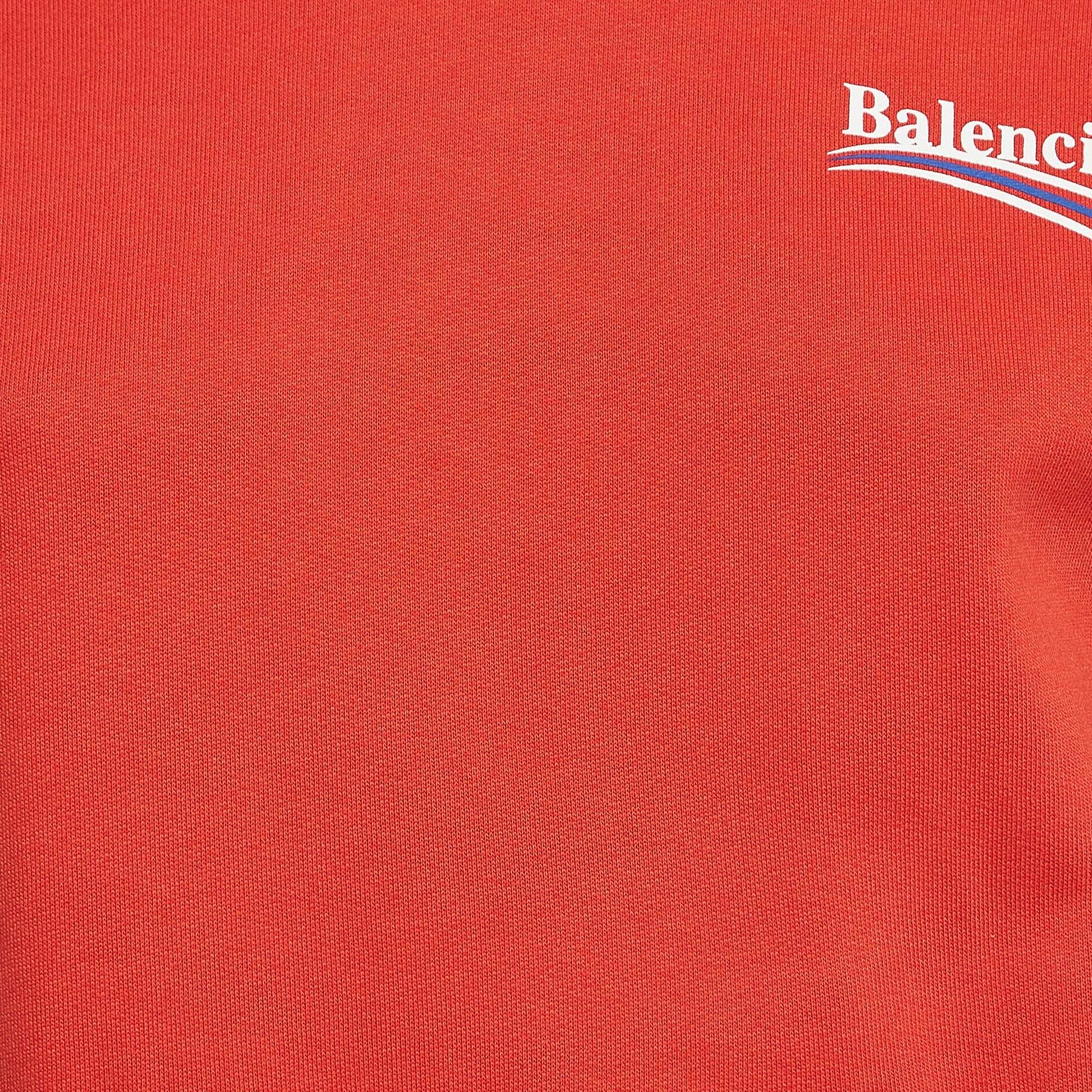 Sudadera con capucha en mezcla de algodón con logotipo rojo de Balenciaga (8 años) en venta 1