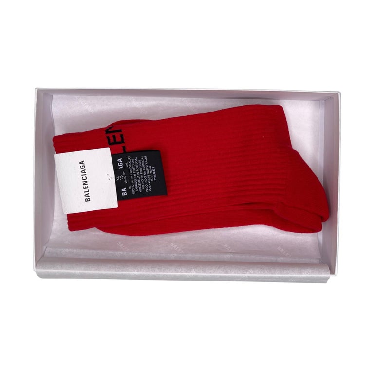 Balenciaga Red Logo Tennis Socks (Extra Large)