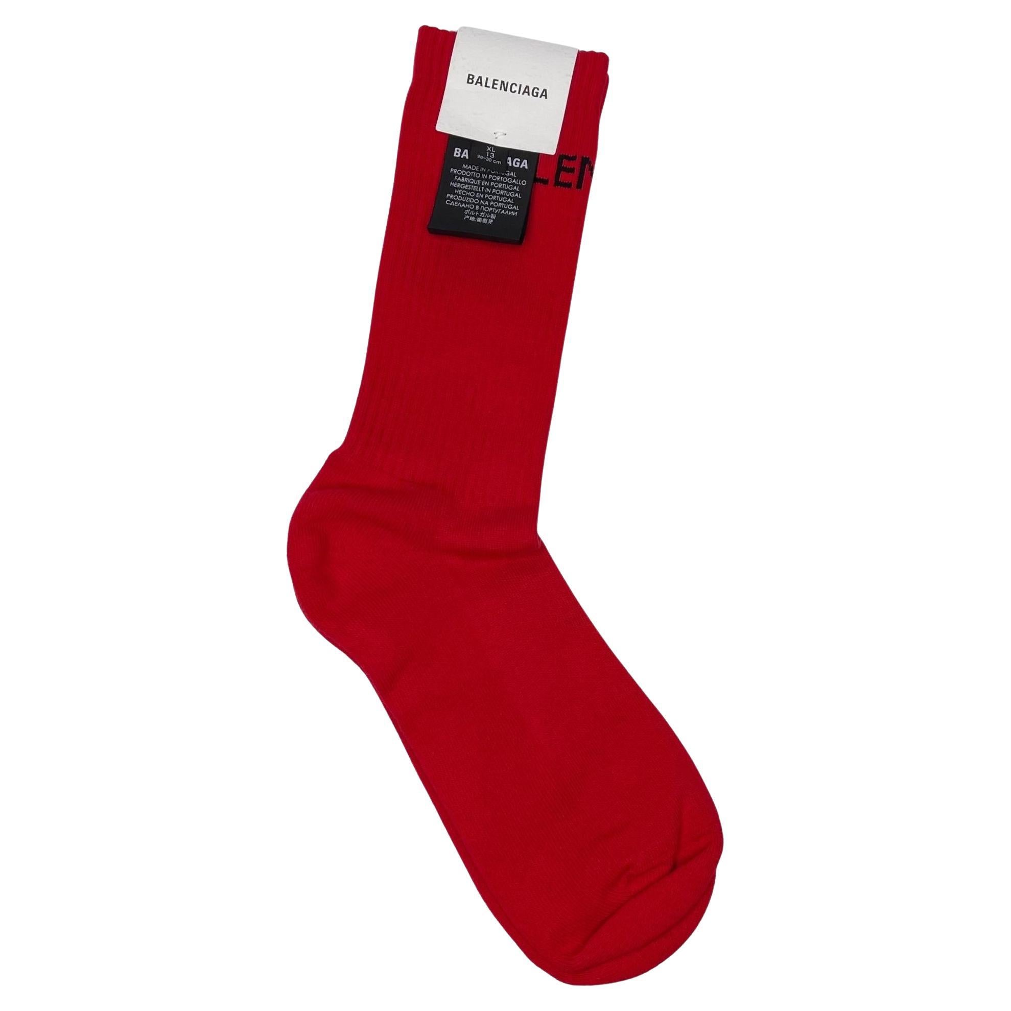 Balenciaga Red Logo Tennis Socks (Extra Large) For Sale