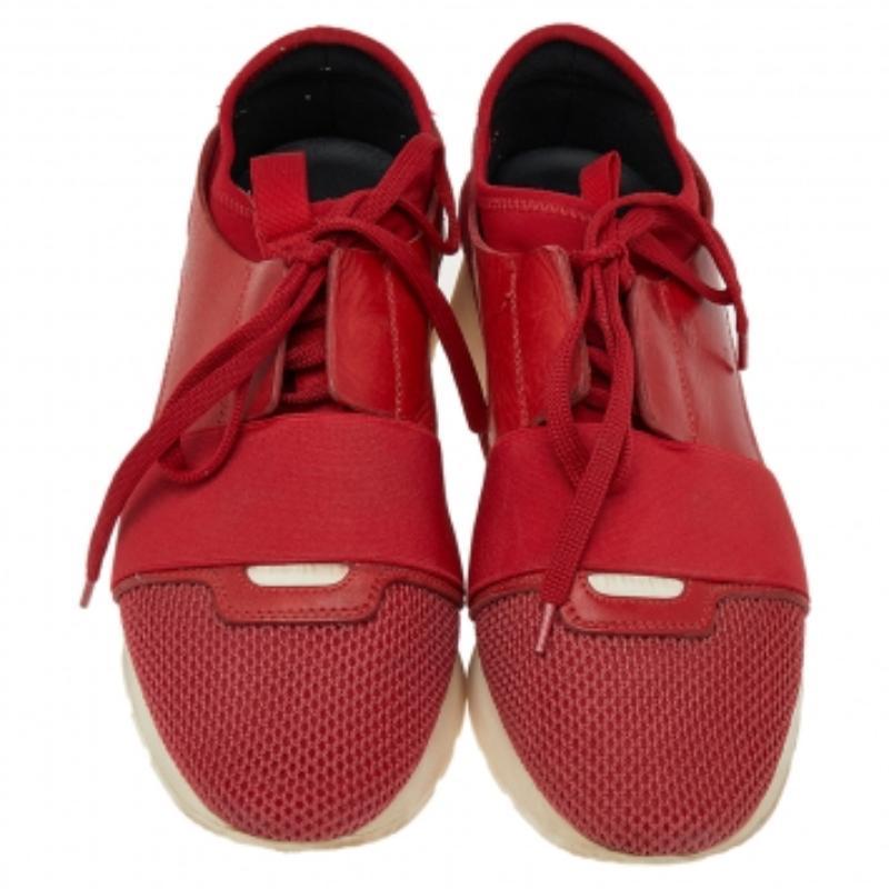  Baskets de course Balenciaga rouges en maille, cuir et daim, taille 38 Pour femmes 