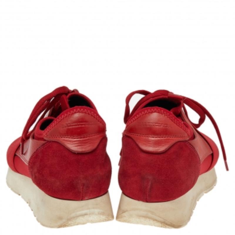 Baskets de course Balenciaga rouges en maille, cuir et daim, taille 38 1