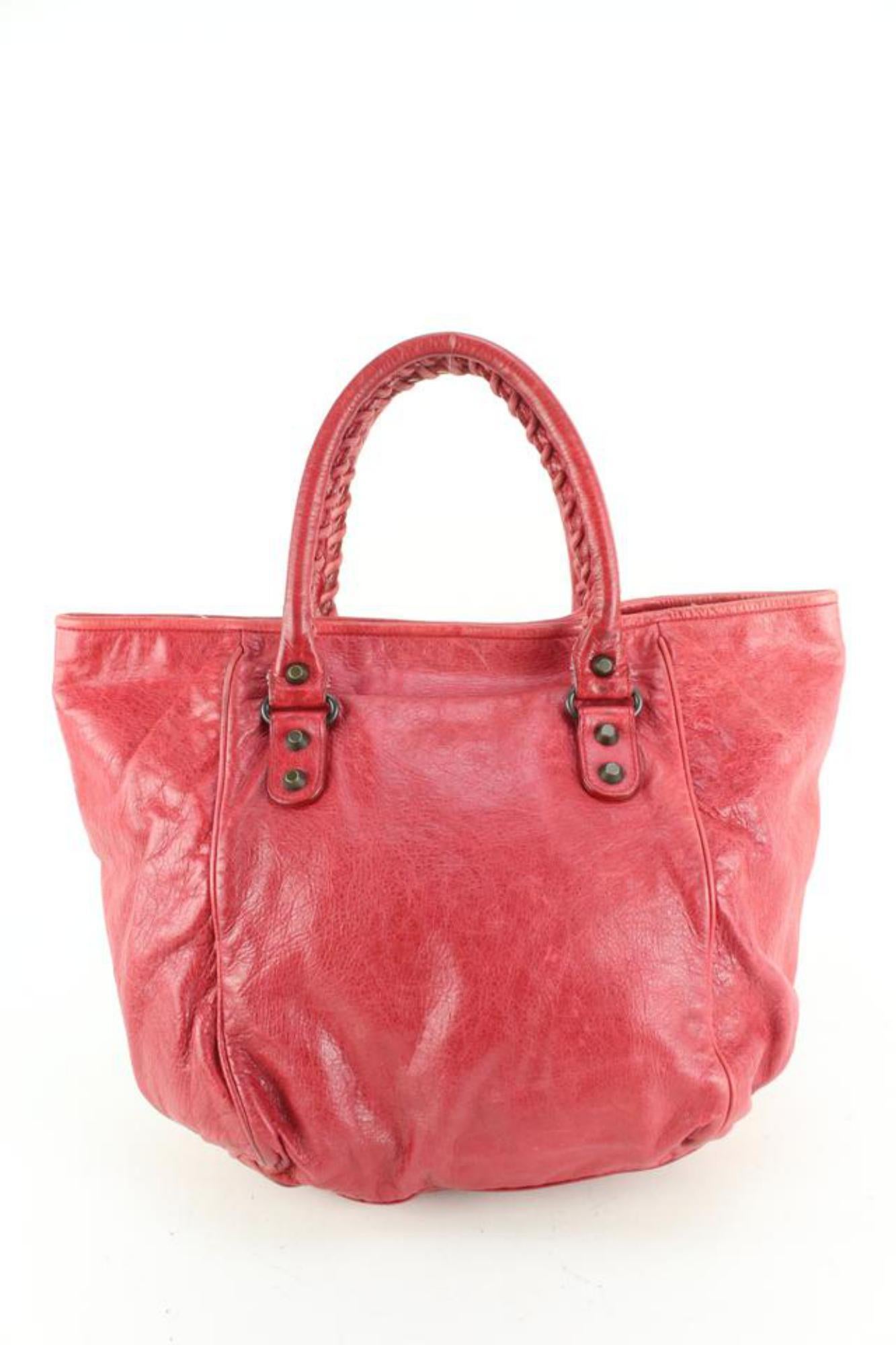 Balenciaga Red Sang Lambskin Leather S Sunday Tote 98ba52s For Sale 4