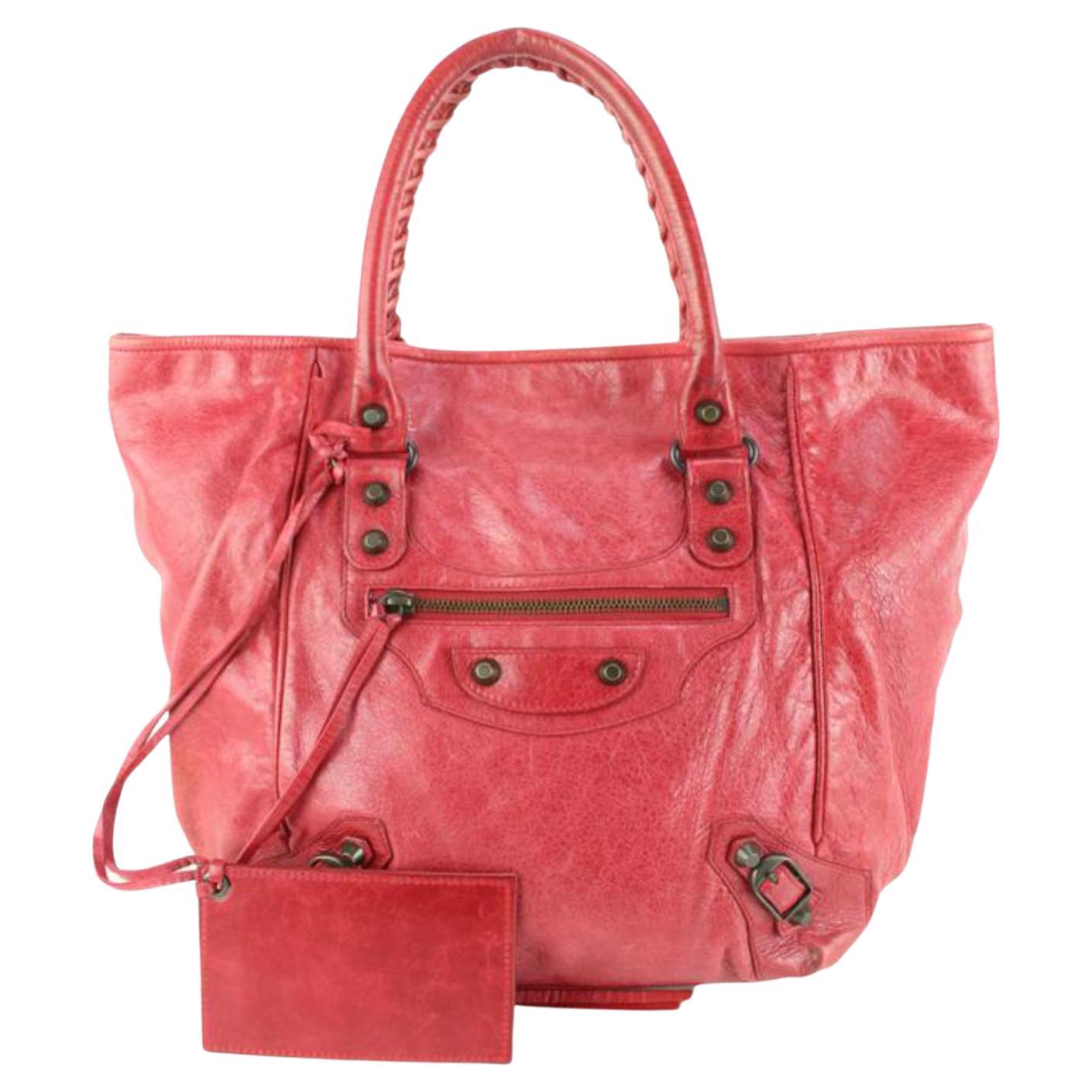 Balenciaga Red Sang Lambskin Leather S Sunday Tote 98ba52s For Sale