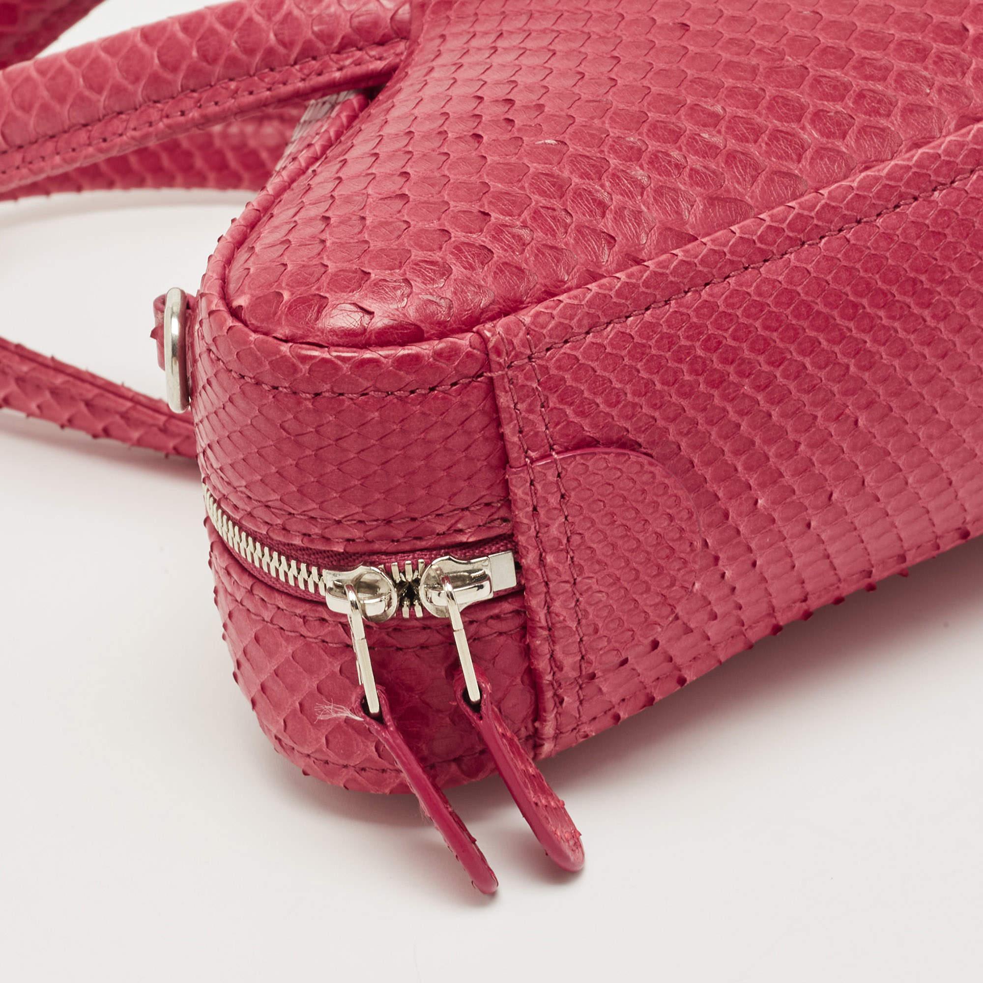Women's Balenciaga Red Snakeskin Leather XS Chain Triangle Duffle Bag