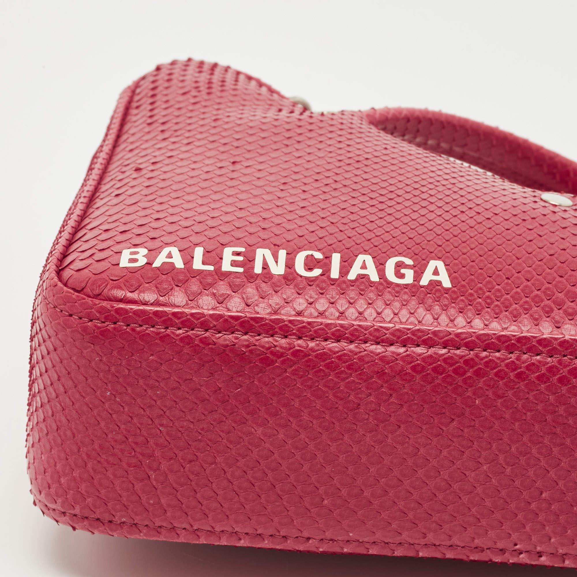 Balenciaga Red Snakeskin Leather XS Chain Triangle Duffle Bag 2