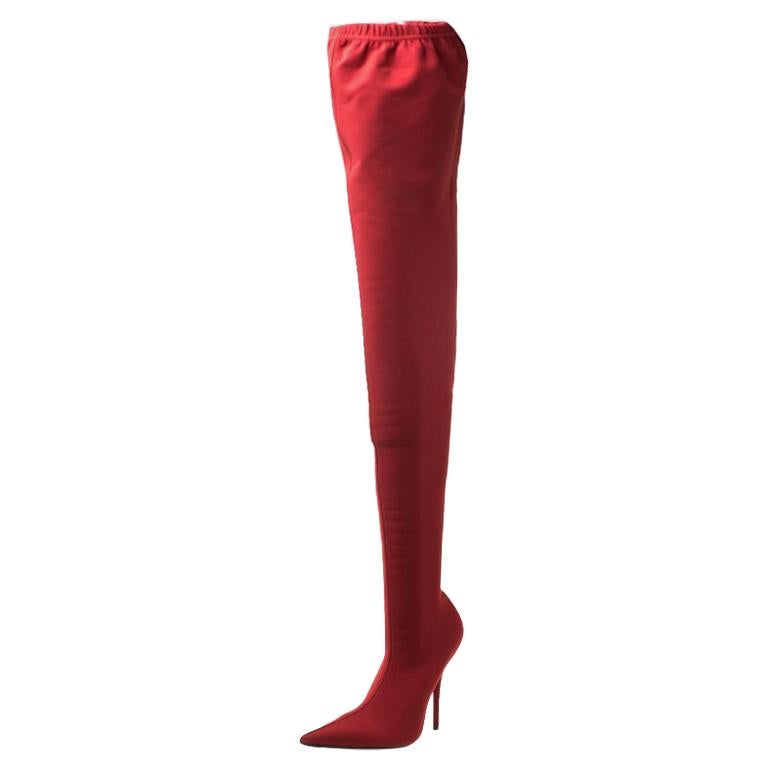 stretch fabric thigh high boots