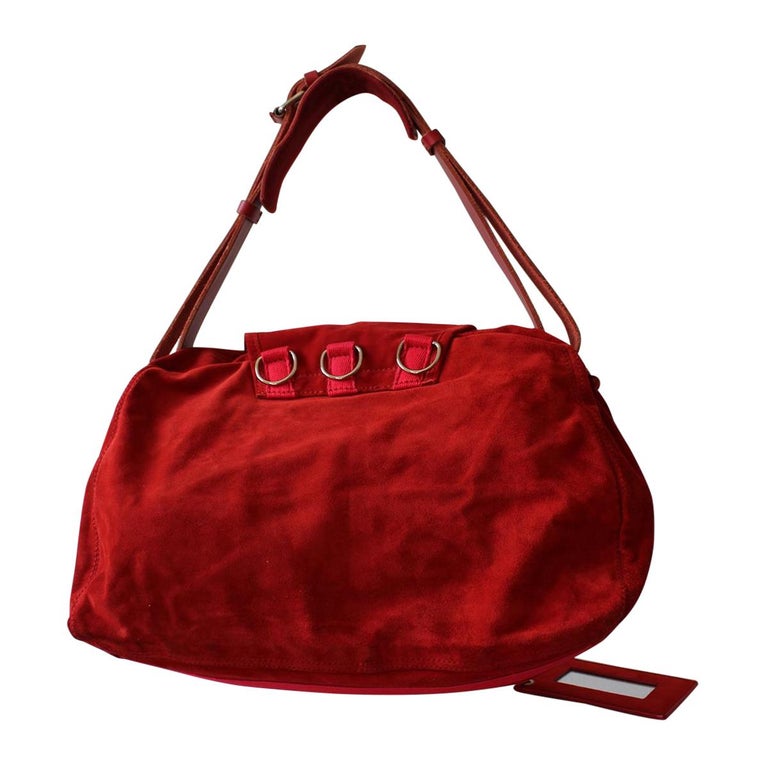 Balenciaga Red Suede Bag For Sale at 1stDibs