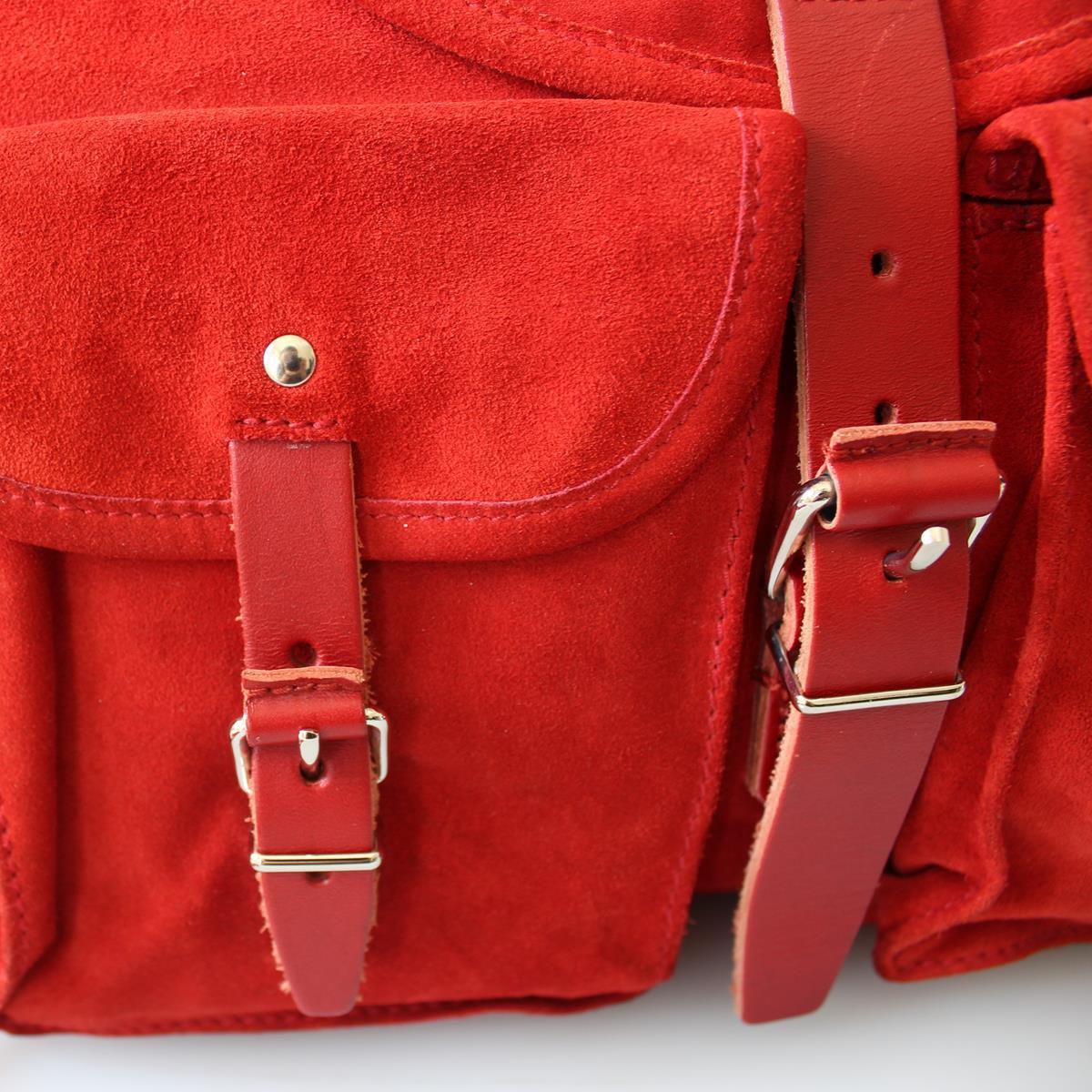red suede handbag