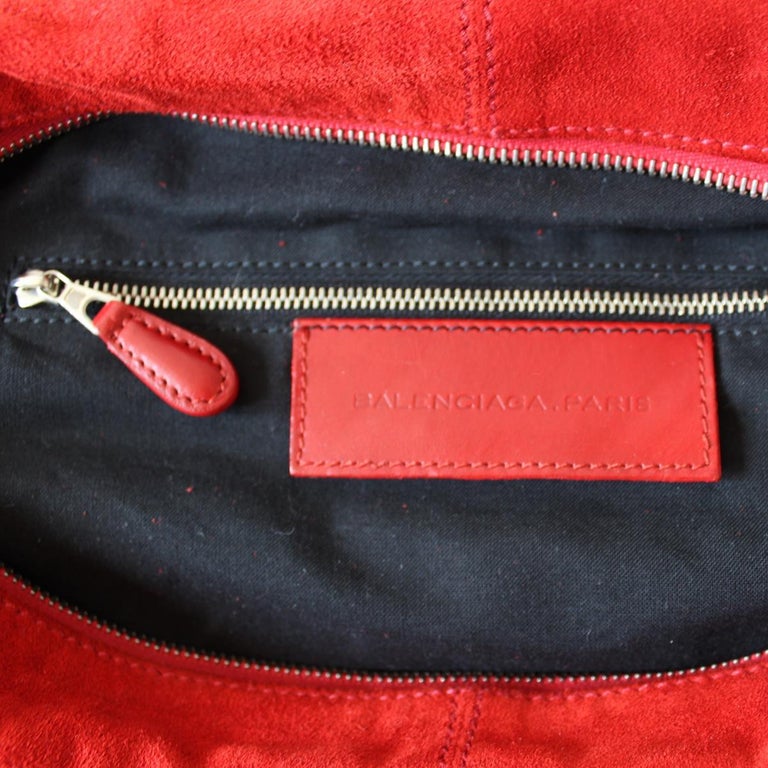 balenciaga suede bag red