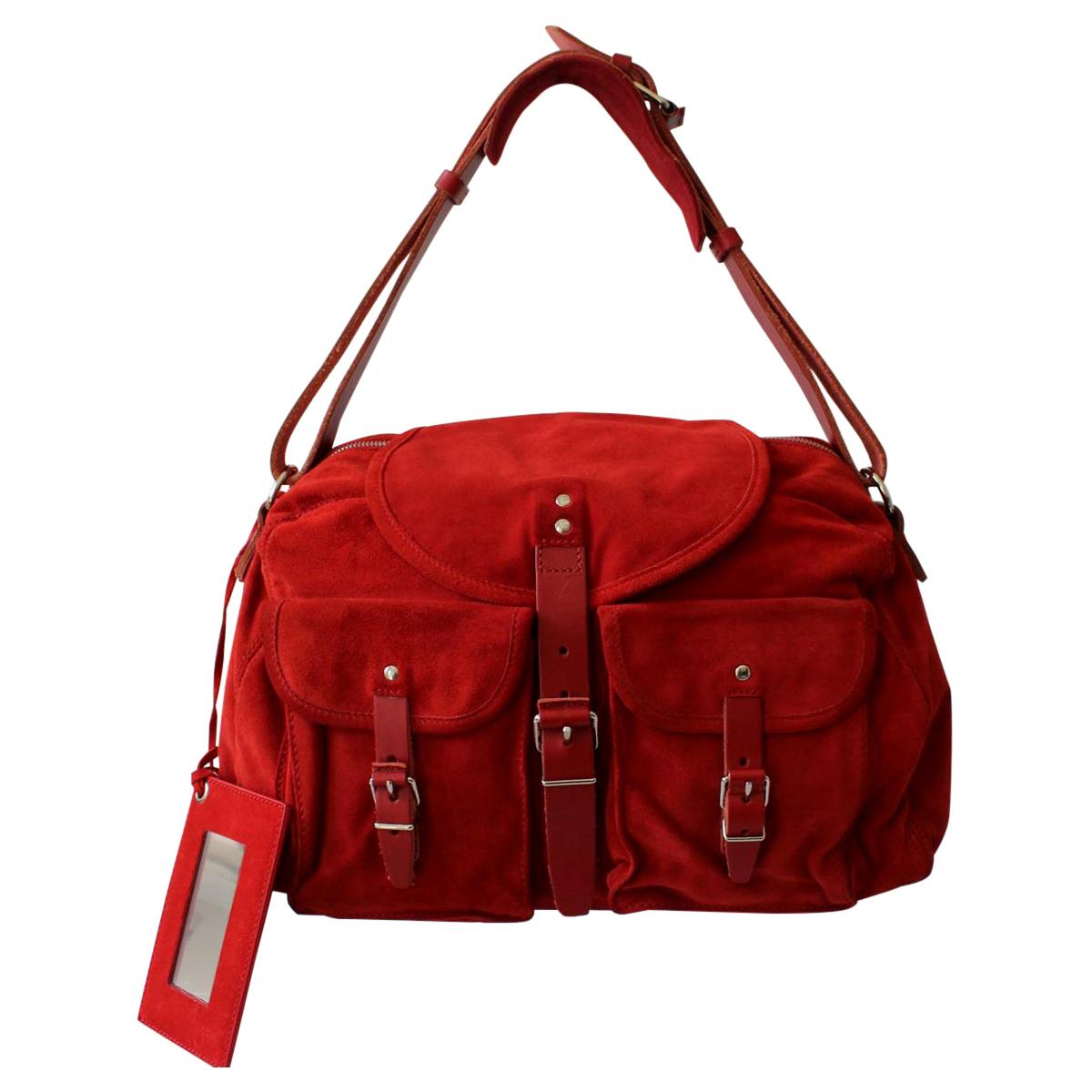 Balenciaga Red Suede Bag