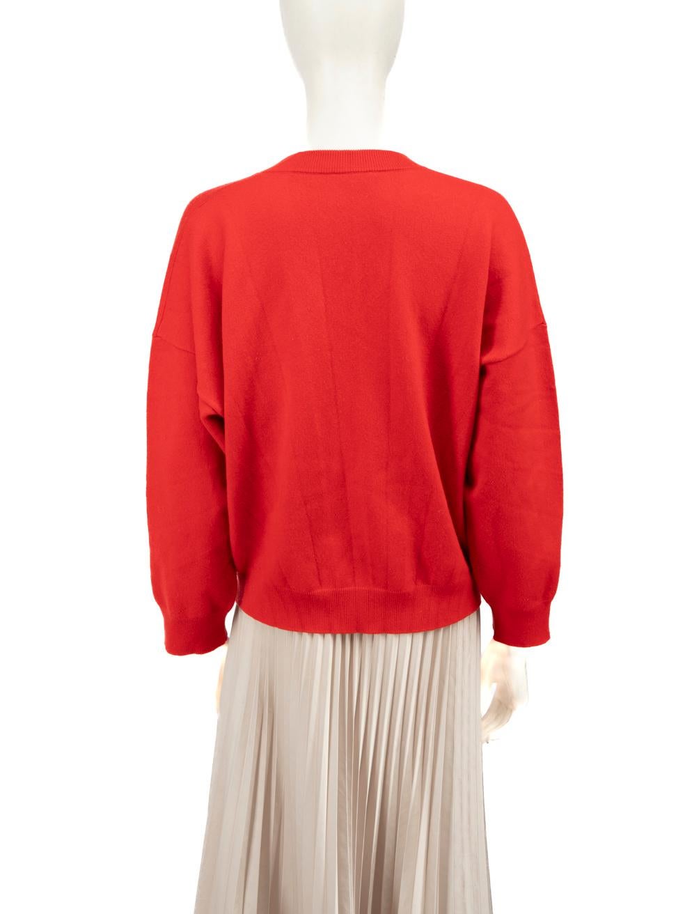 Balenciaga Roter Pullover mit V-Ausschnitt aus Wolle Größe S im Zustand „Gut“ in London, GB