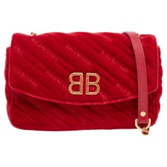 Balenciaga Red Velvet BB Chain Crossbody Bag