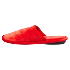 Used Balenciaga Red Velvet Flat Mules Size 43