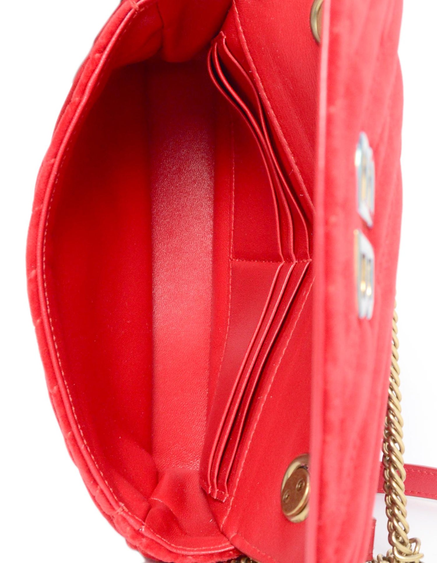 Balenciaga Red Velvet Quilted Bb Chain Wallet Crossbody Bag For