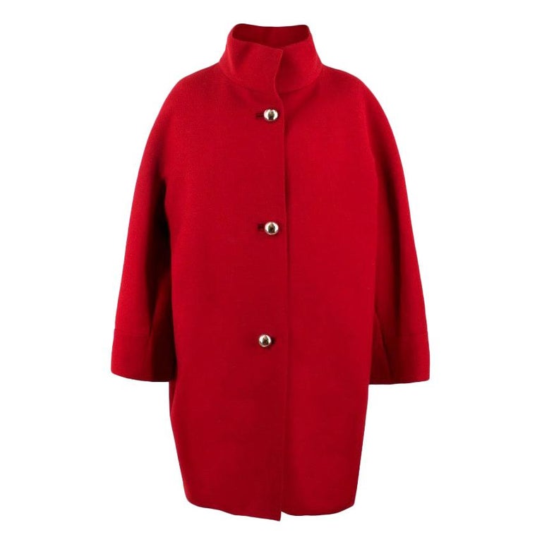 Balenciaga Red Wool Coat IT 42 at 1stDibs