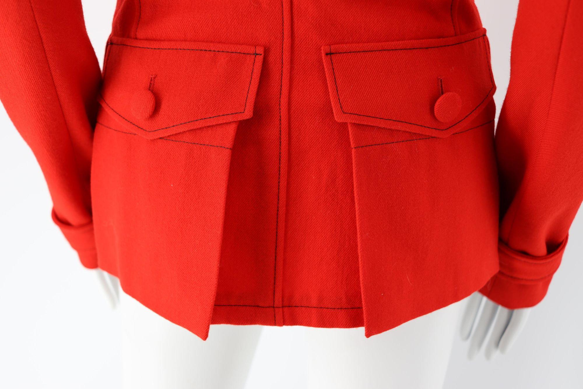 Balenciaga Red Wool Fitted Jacket In Good Condition For Sale In PARIS, FR