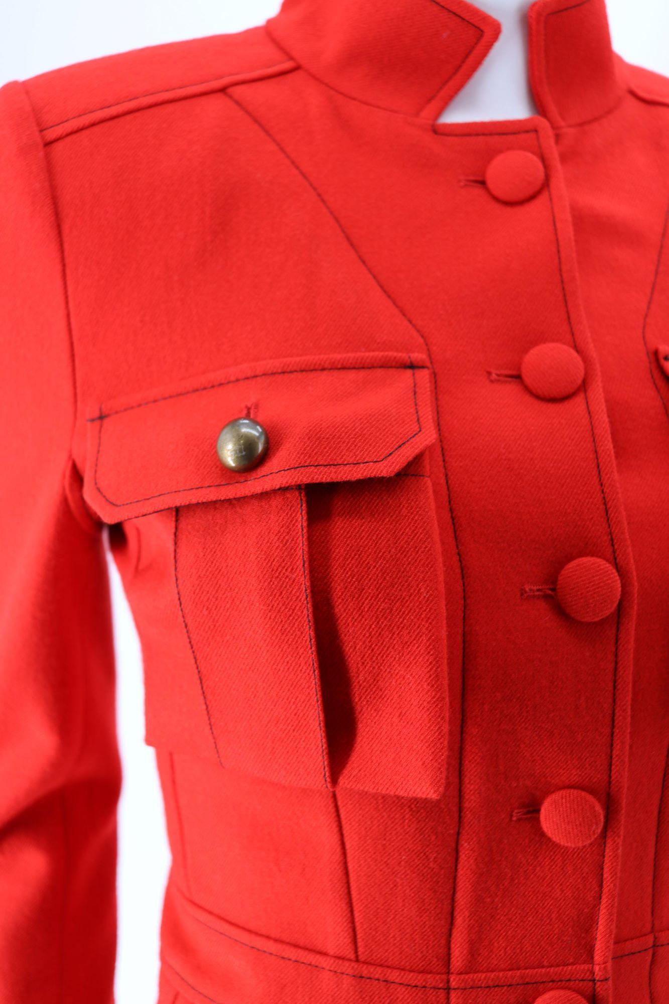 Balenciaga Red Wool Fitted Jacket For Sale 1