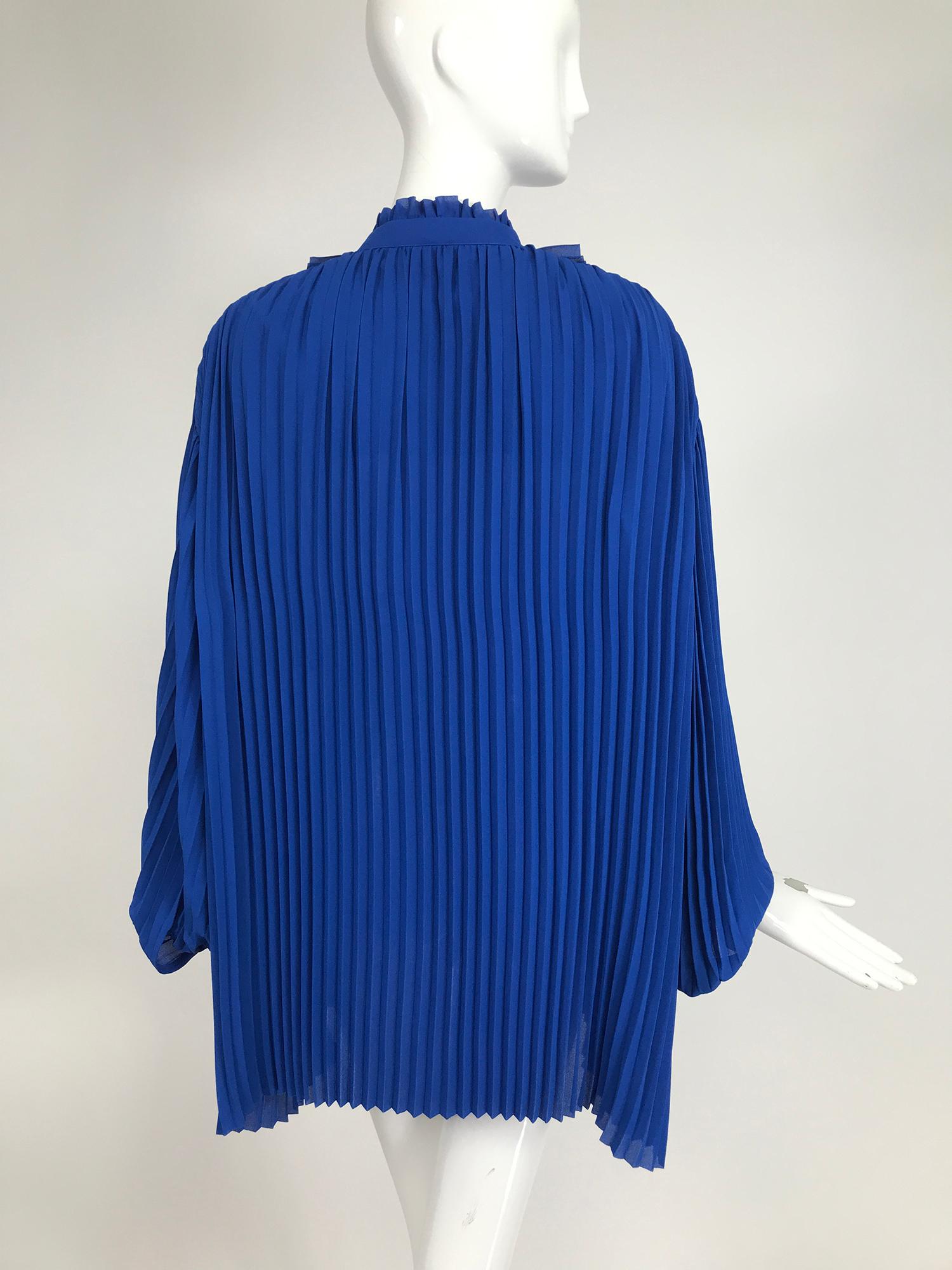 Balenciaga Resort 2017 Multi Style Royal Blue Pleated Tunic Blouse 42 1