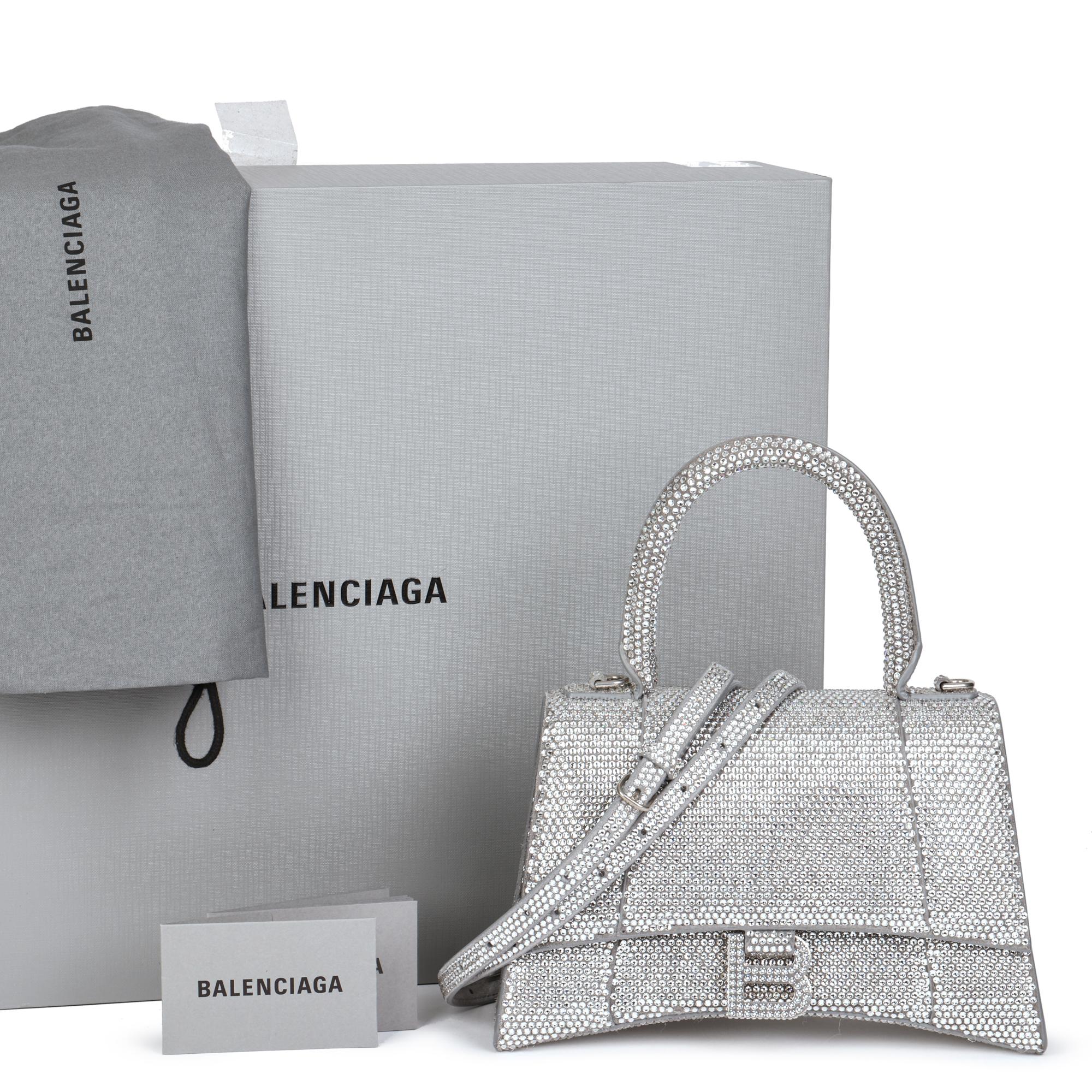 BALENCIAGA Clessidra piccola in pelle scamosciata impreziosita da strass in vendita 8